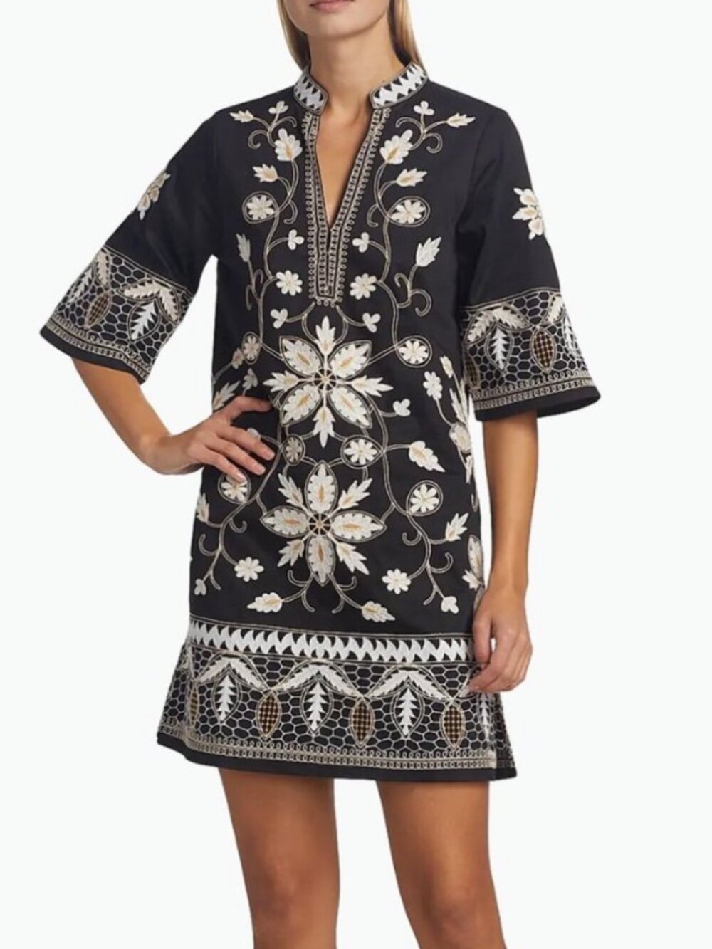 Figue Lynne Floral Embroidered Cotton Dress